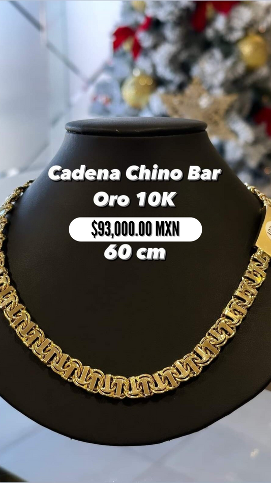 Cadena Chino Bar 60 cm ⛓️ Oro Solido 10 Kilates 💍